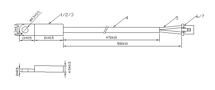 冷库冷柜用温度传感器TPE103F3435FBL2000设计图